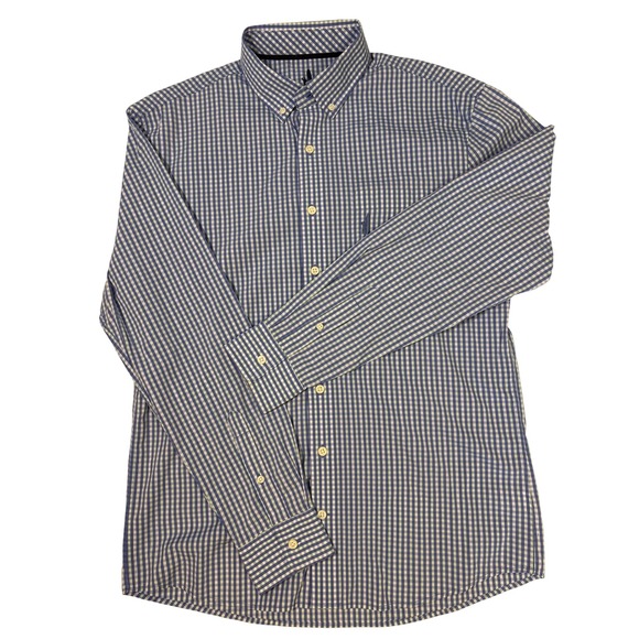 johnnie-o Prep-Performance Mens Button Down Shirt Blue Gingham Check Size M - Picture 2 of 11